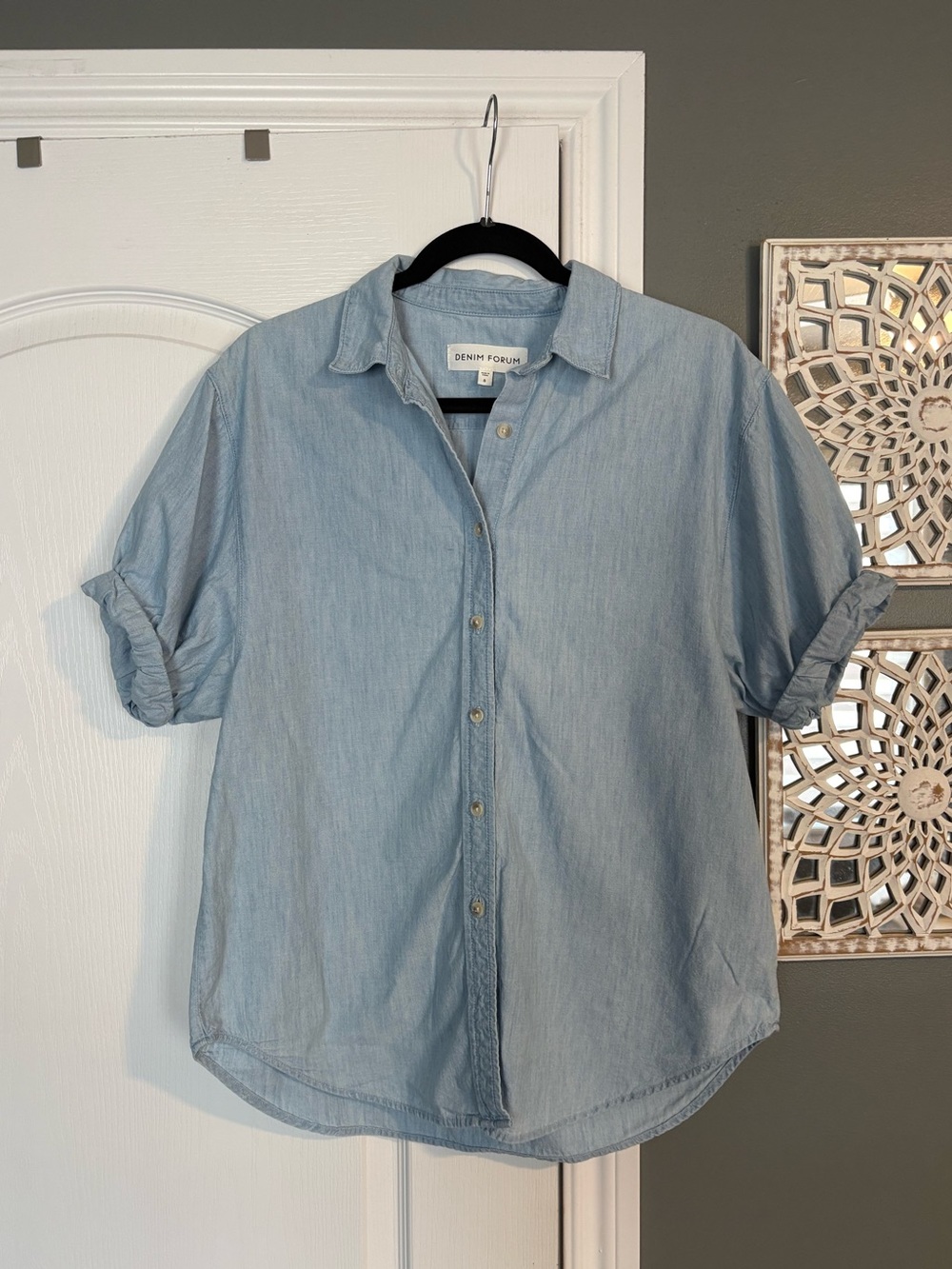 Denim Forum Light Blue Casual Button-Down Shirt
